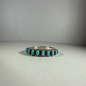 Zuni Sterling Silver Needlepoint Turquoise Ring Size 9 - Sterling Silver .925